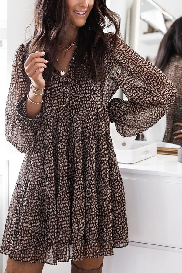 Valenzora | Dream Days Leopardenmuster Babydoll-Minikleid