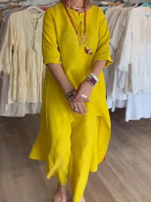 Valenzora | Solid-color linen leisure suit for women