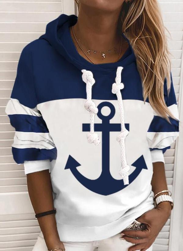 Valenzora | Anchor long sleeve colorblock hoodie