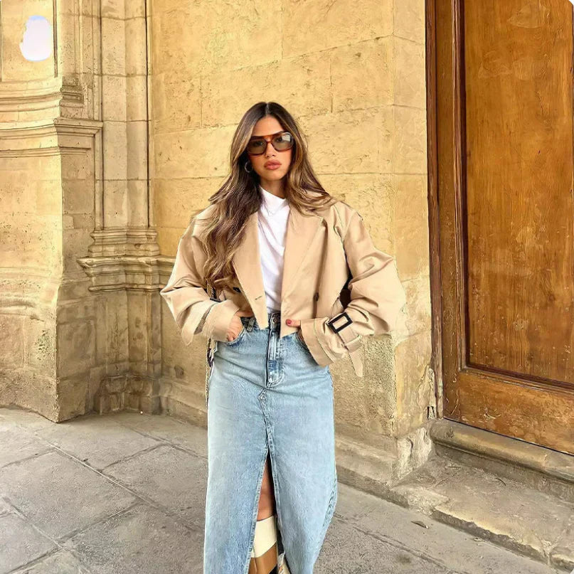 Valenzora | Langärmliger Trenchcoat mit verstellbarem Gürtel
