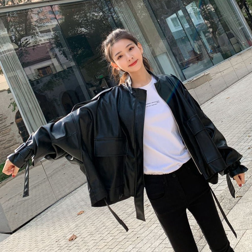 Valenzora | Damen Lederjacke mit kastigem Schnitt