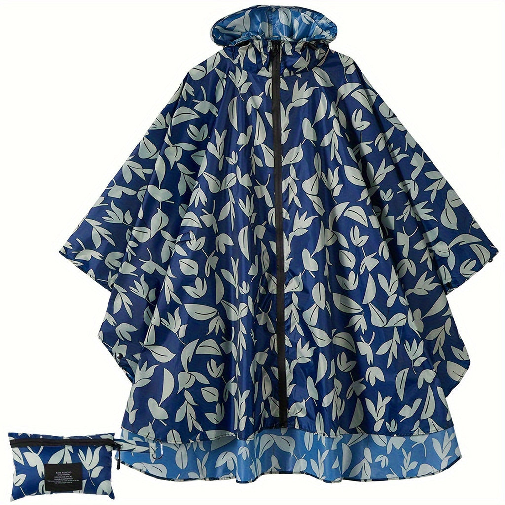Valenzora | Sporty women's rain poncho with hood and geometric pattern