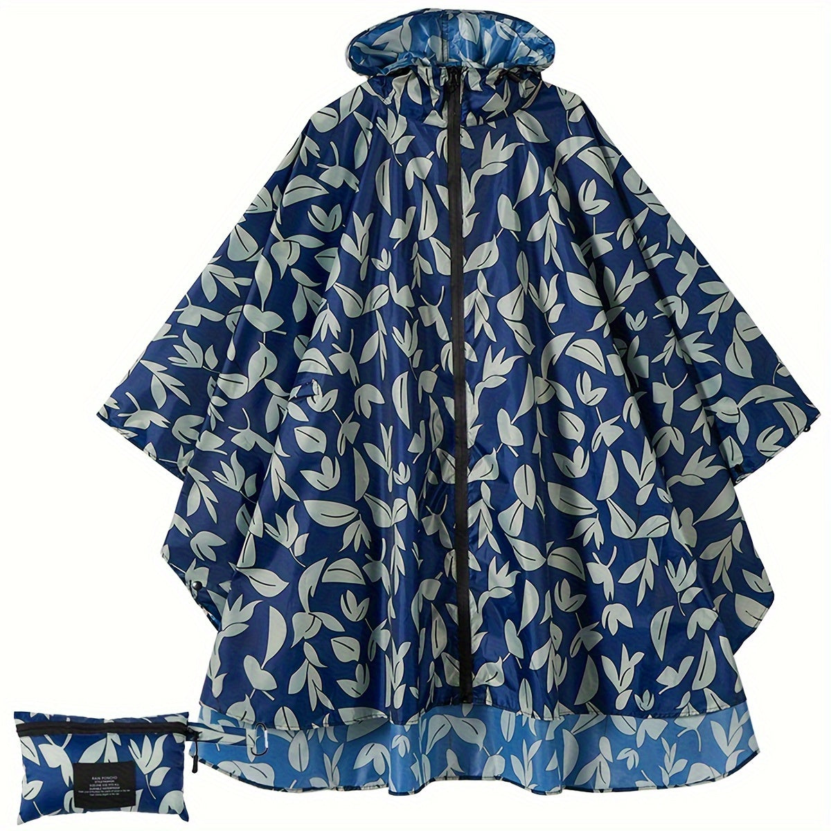 Valenzora | Sporty women's rain poncho with hood and geometric pattern