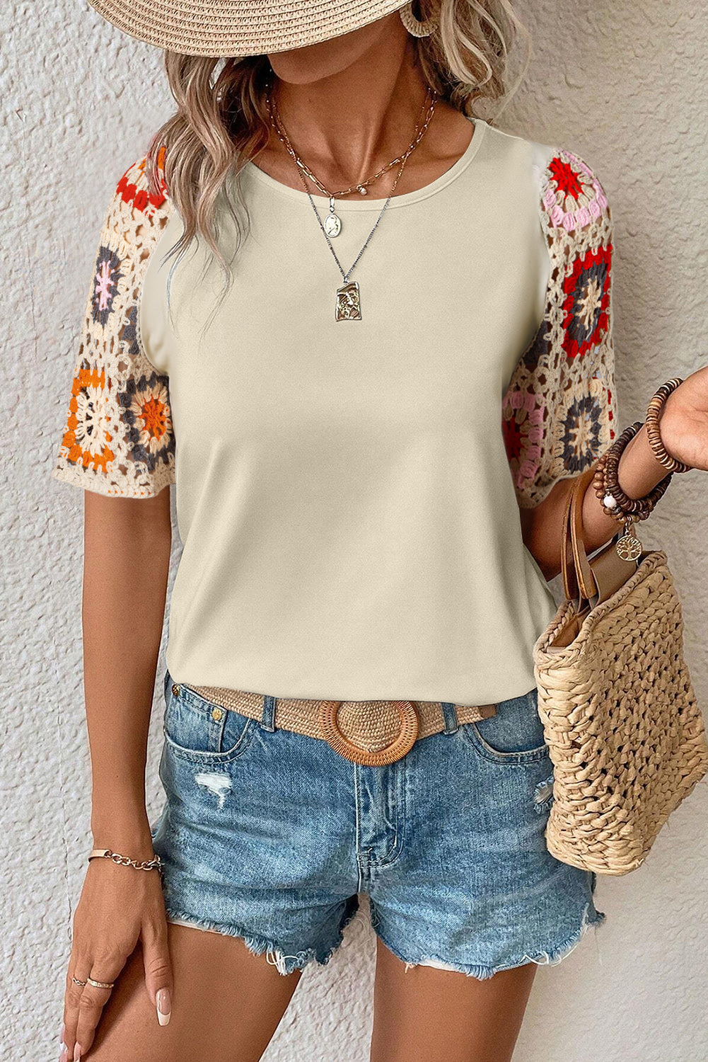 Valenzora | Floral Crochet T-Shirt for Women - Light & Airy
