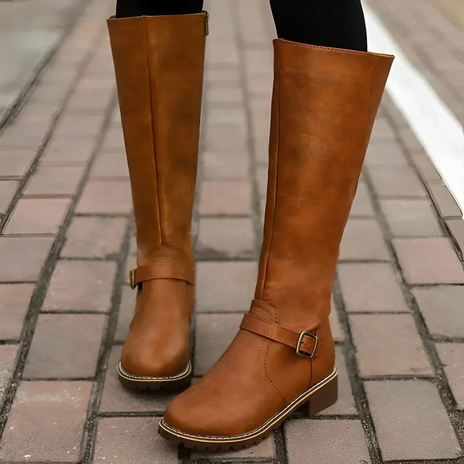 Valenzora | Stylish autumn long boots with metal clasp for women