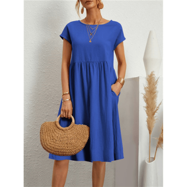 Valenzora | Damen-Midi-Kleid aus Baumwollleinen