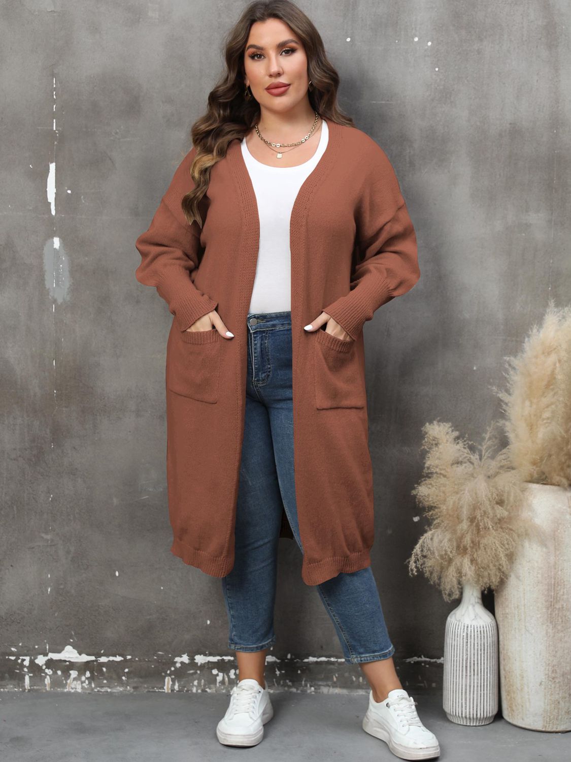 Valenzora | Plus Size Langarm-Cardigan mit Taschen