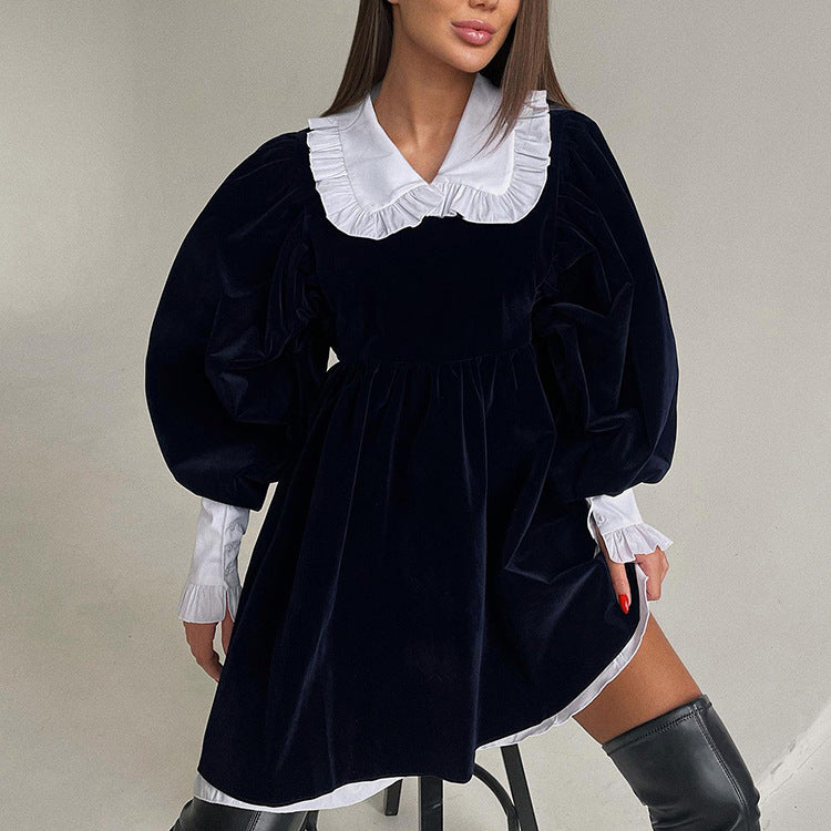 Valenzora | Luxuriöses Modekleid im französischen Stil mit Puppenkragen