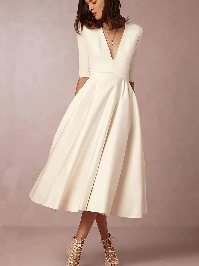 Valenzora | Elegantes Midikleid für Damen mit tiefem V-Ausschnitt