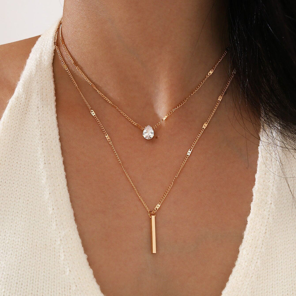 Valenzora | Halskette Glitzer Gold Anhänger Set Vintage Schmuck