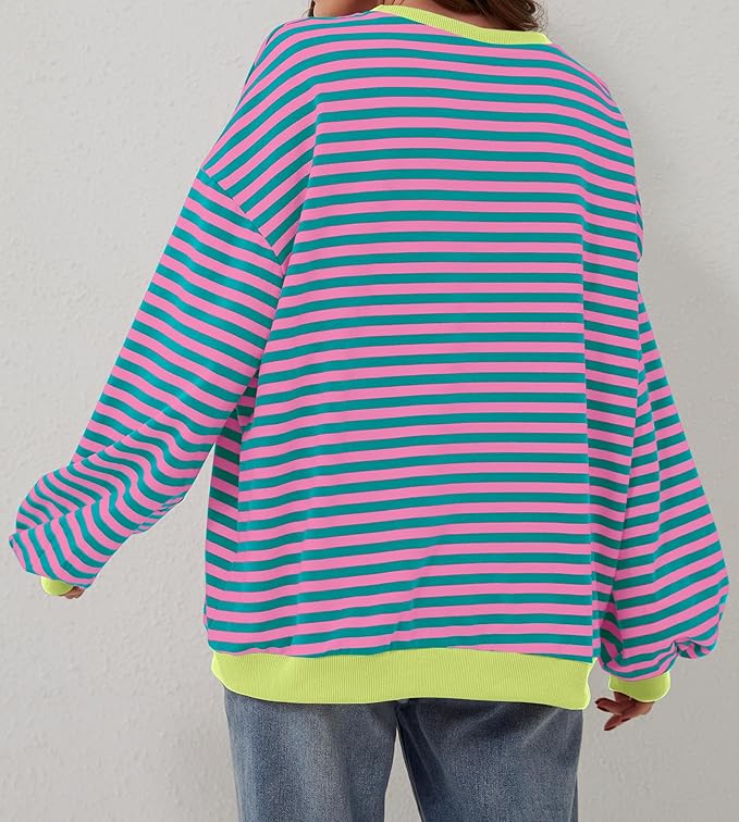 Oversized and striped sweater for women