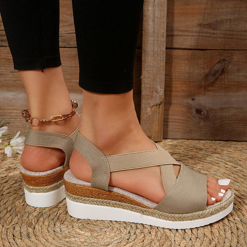 Valenzora | Wedge Sandals with Cross Straps for Women
