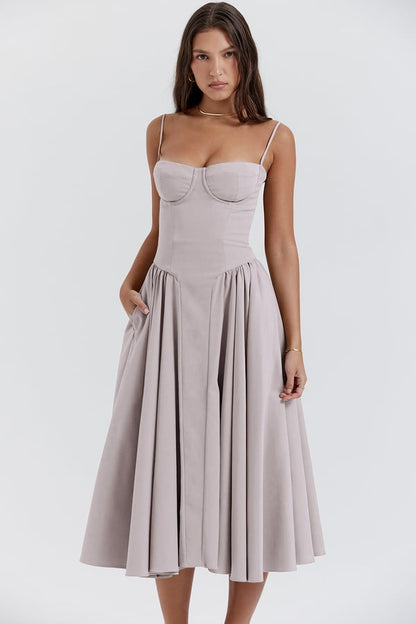 Valenzora | Ärmelloses Midikleid mit Korsett-Passform