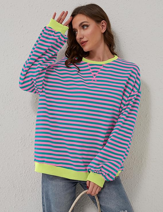 Oversized and striped sweater for women