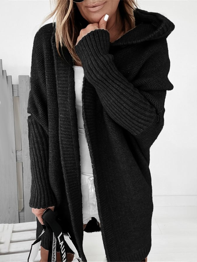 Coat with hood and solid color
