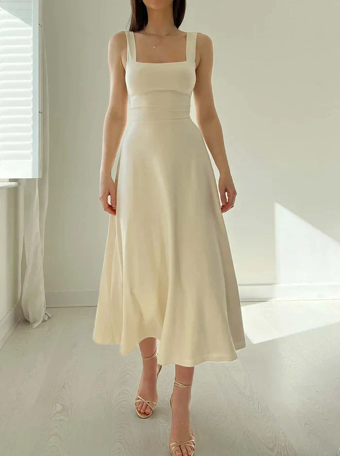 Valenzora - Elegant sleeveless A-line midi dress – Timeless chic | Fit-and-flare midi dress – Perfect for any occasion