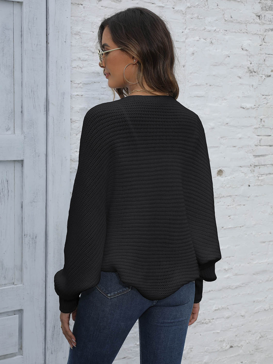 Valenzora | Bat Sleeve Open Front Short Cardigan