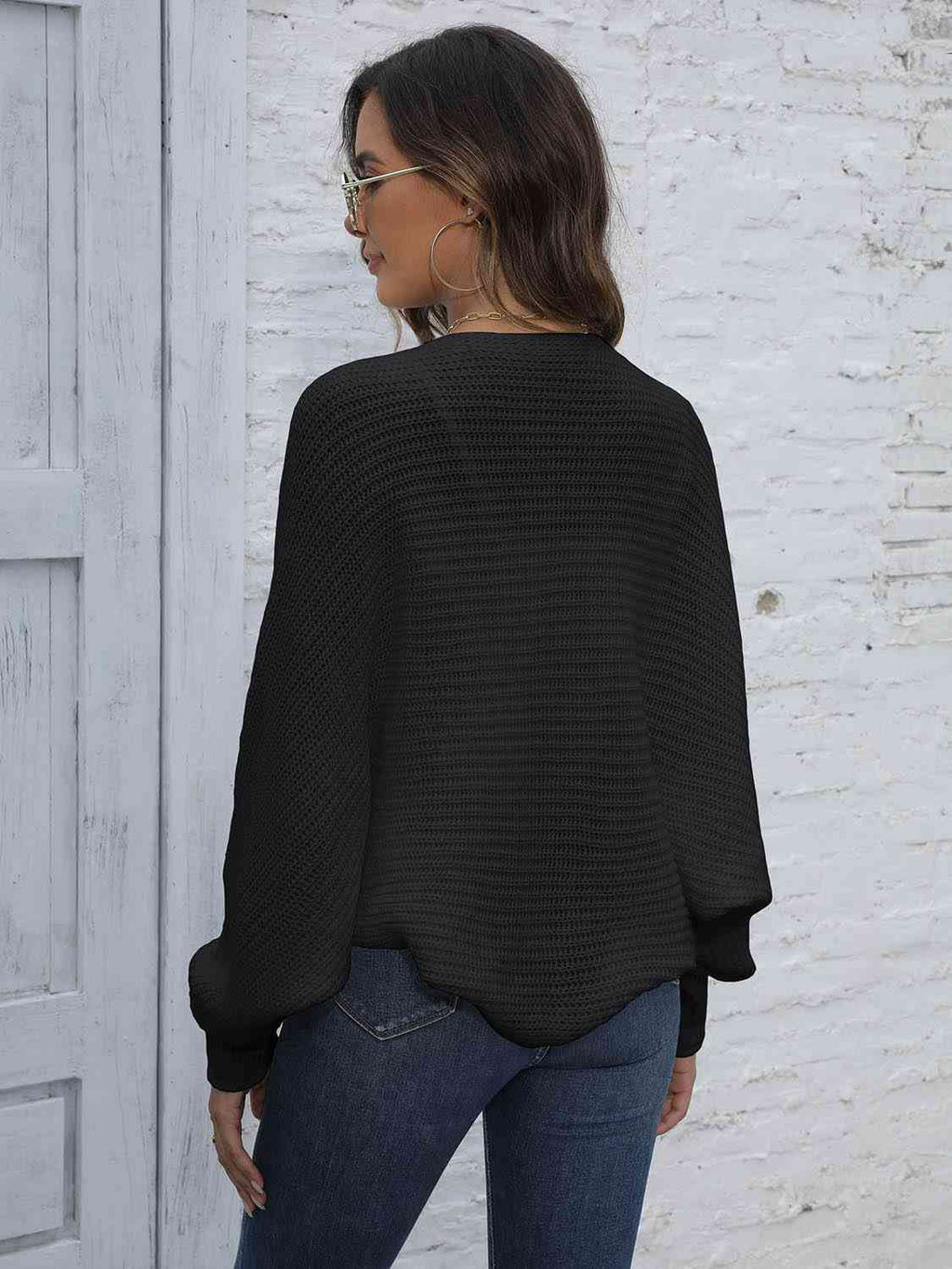 Valenzora | Bat Sleeve Open Front Short Cardigan