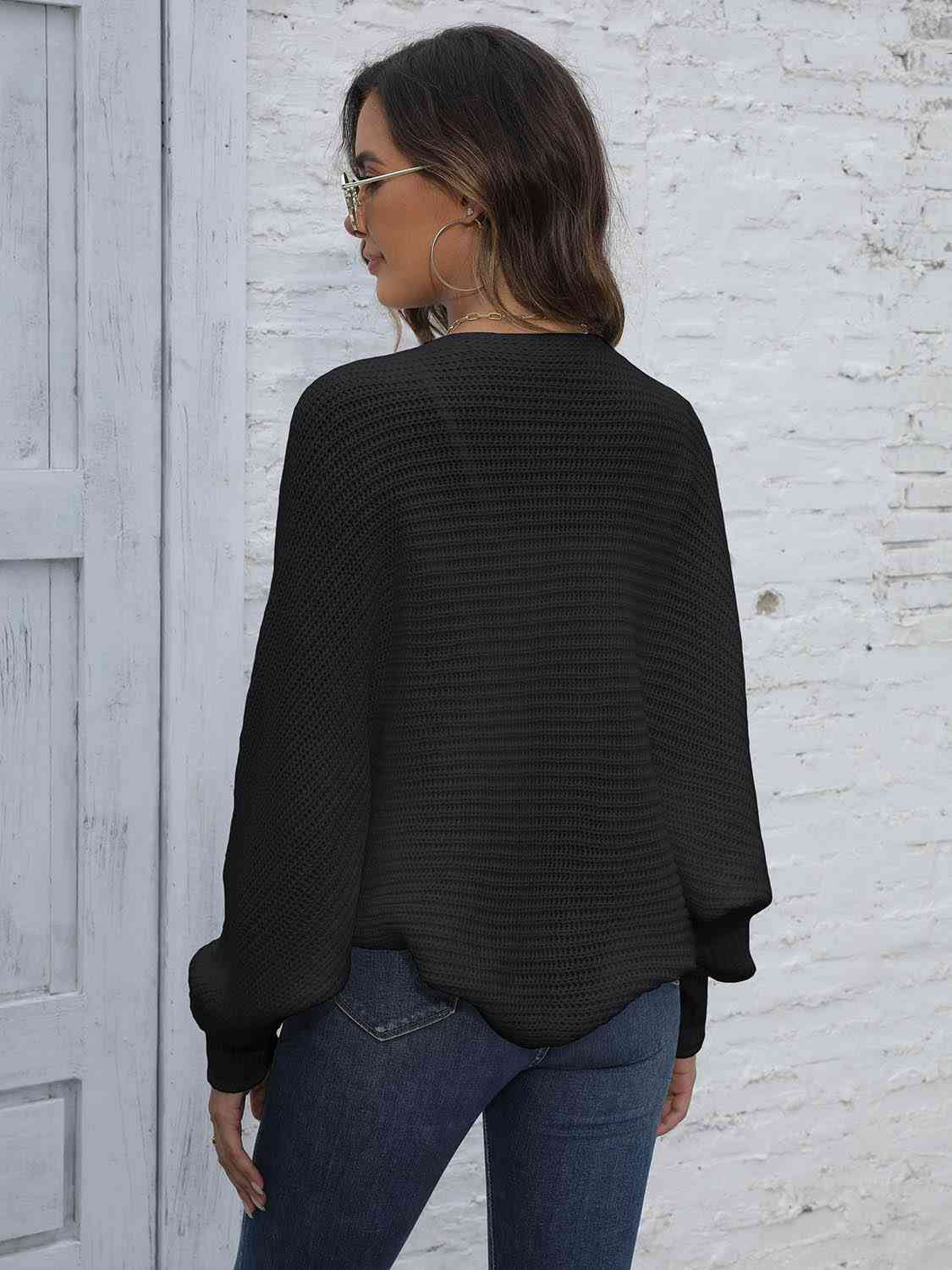 Valenzora | Bat Sleeve Open Front Short Cardigan