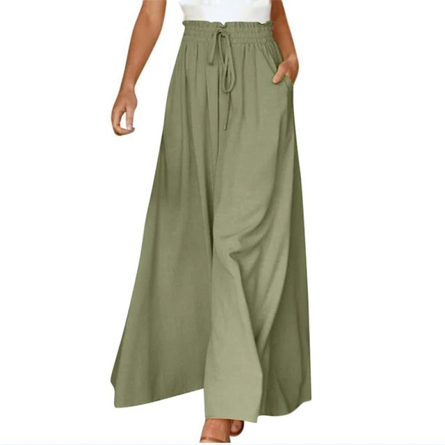 Valenzora | Leichte Damen-Leinenhose mit weitem Bein für Frühling und Sommer