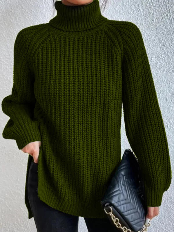Valenzora Dresden – Roll-neck sweater with raglan sleeves and slit hem