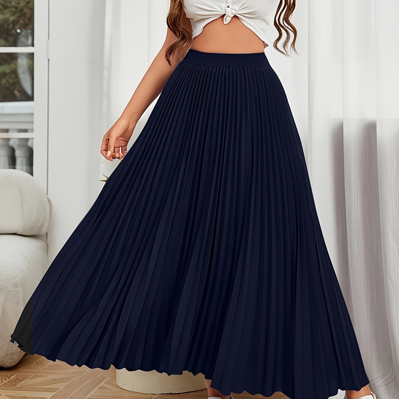 Valenzora | Pleated plain curly skirt