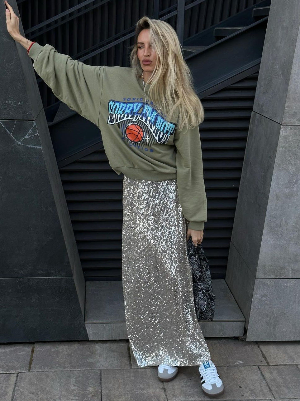 Valenzora | Damen Freizeit Mode Einfacher Paillettenrock