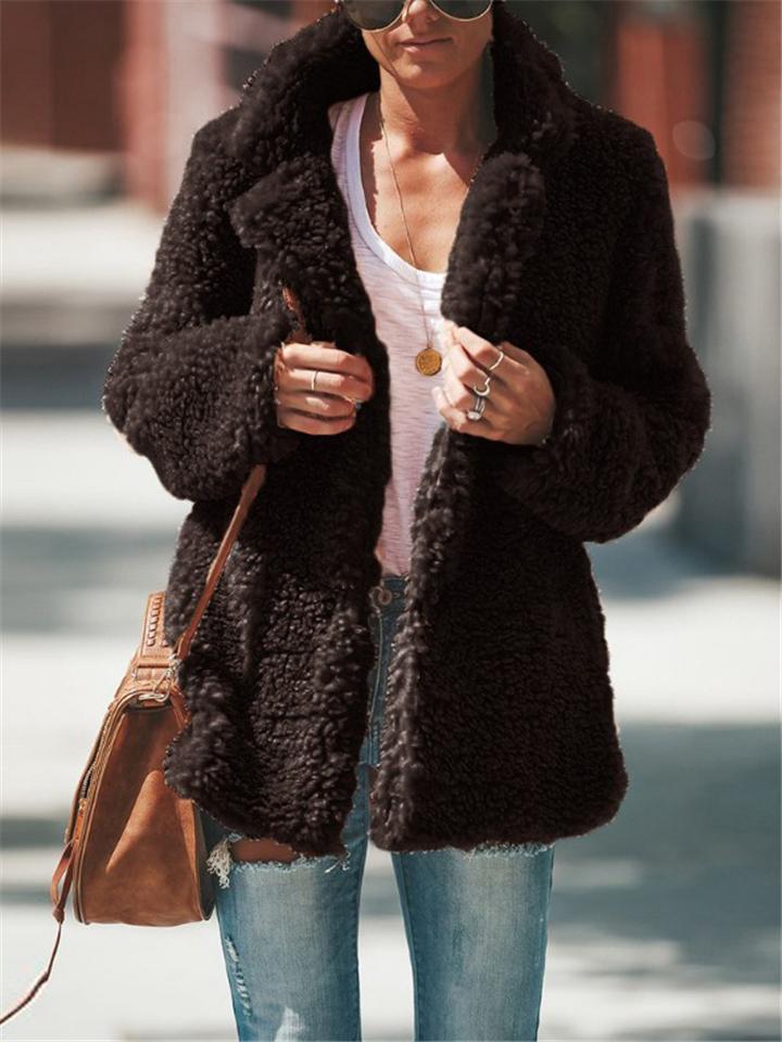 Valenzora | Women's Coats with Plush Teddy Bear Lightweight Fleece Coat Cozy Vintage Sherpa Coat
