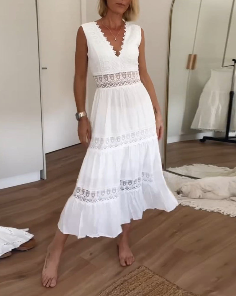 Valenzora | Ärmelloses Spitzen-Midikleid für Damen