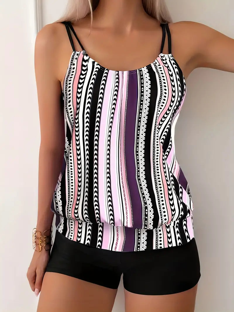 Valenzora | Gestreifter Tankini mit Print