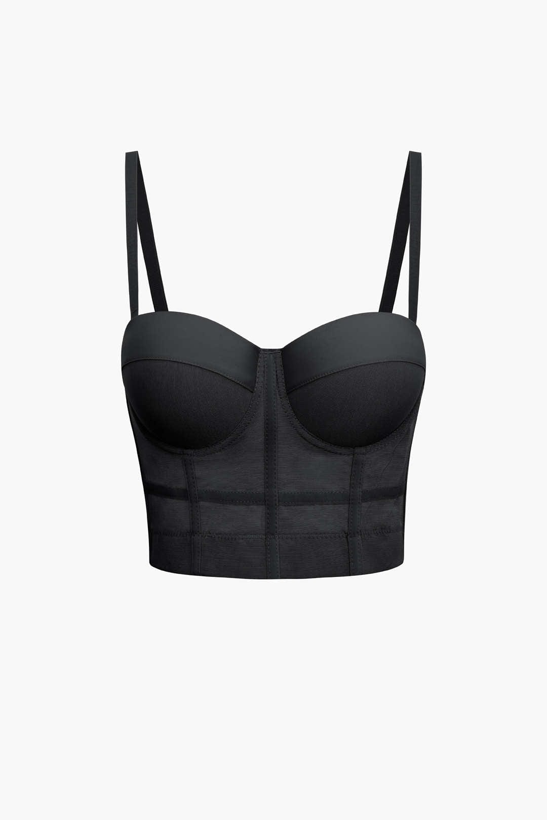 Valenzora | Figurbetontes Bustier-Top mit Bügelkörbchen und transparenter Mesh-Struktur