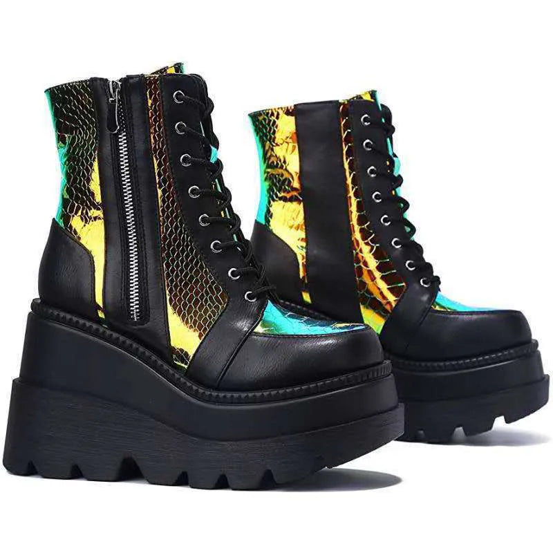Valenzora | Colorblock lace-up boots with high heels