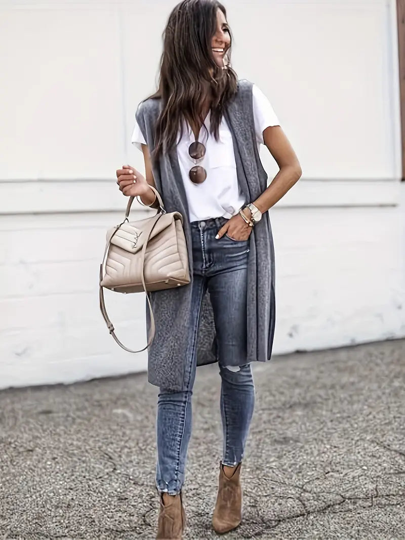 Valenzora | Casual Long Knit Vest Cardigan