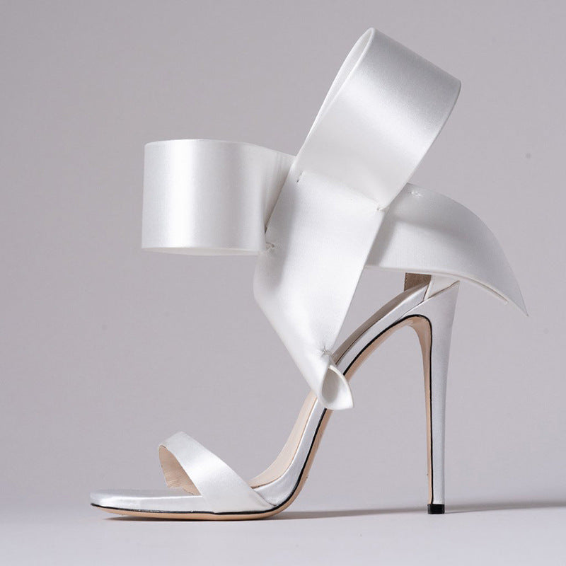 Valenzora | Summer Plus Size Bow Ankle Strap High Heel Sandals for Women