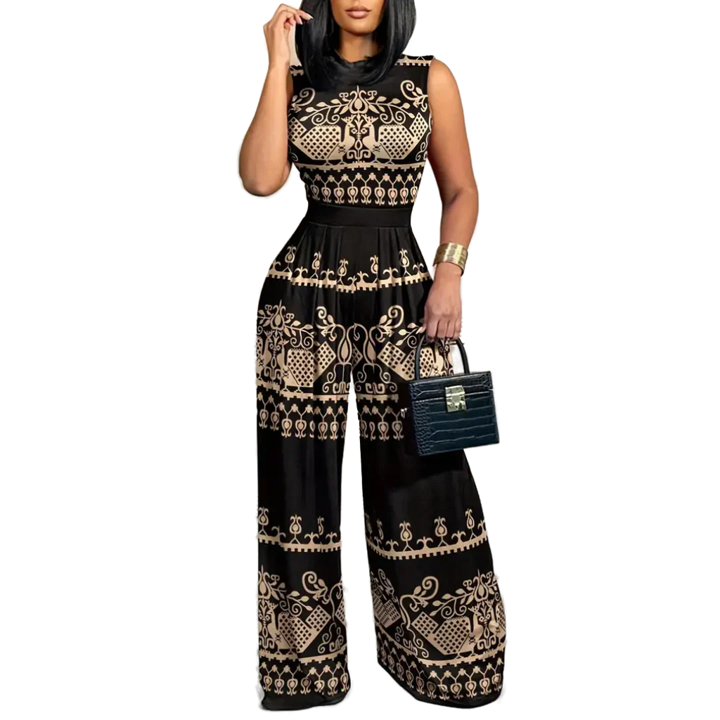 Sleeveless jumpsuit - Boho - Floral print Wide leg