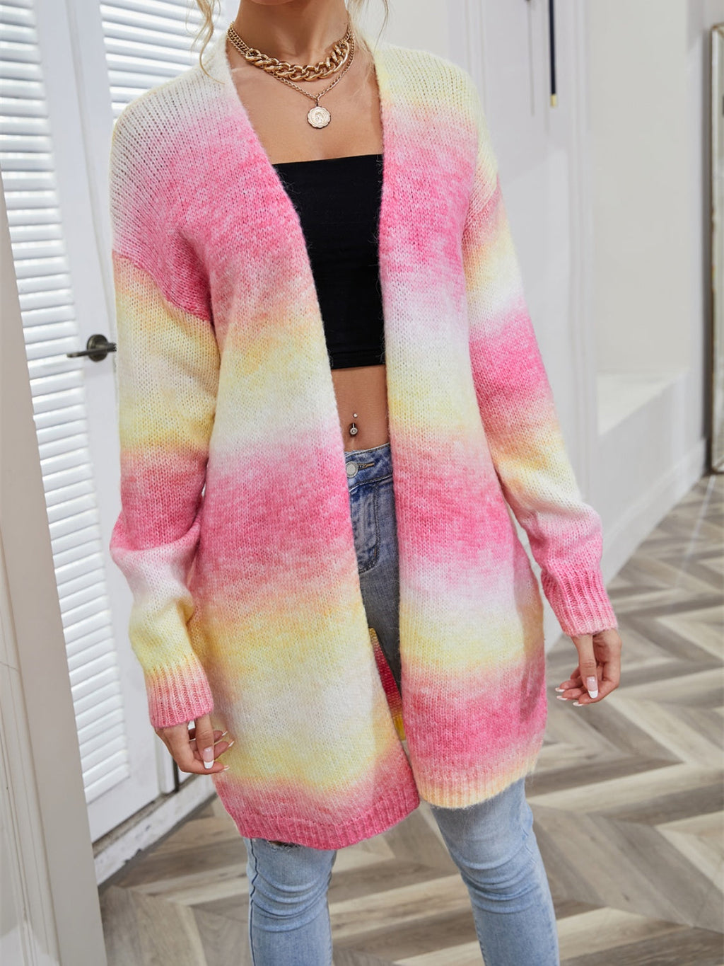 Valenzora | Angel Wings Full Size Gradient Open Front Cardigan