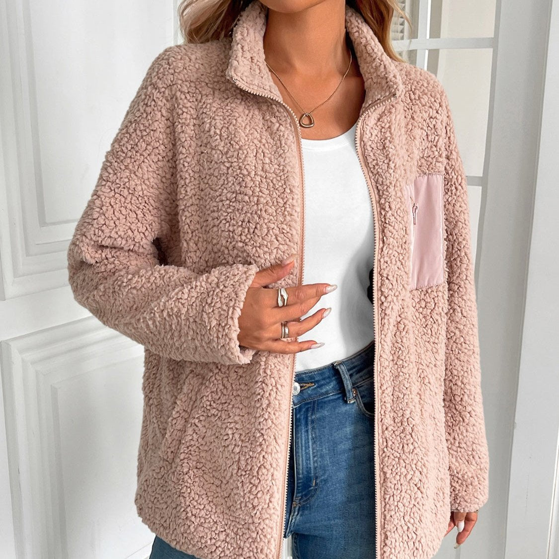 Valenzora | Casual Winter Zip-Up Fuzzy Jacket for Women