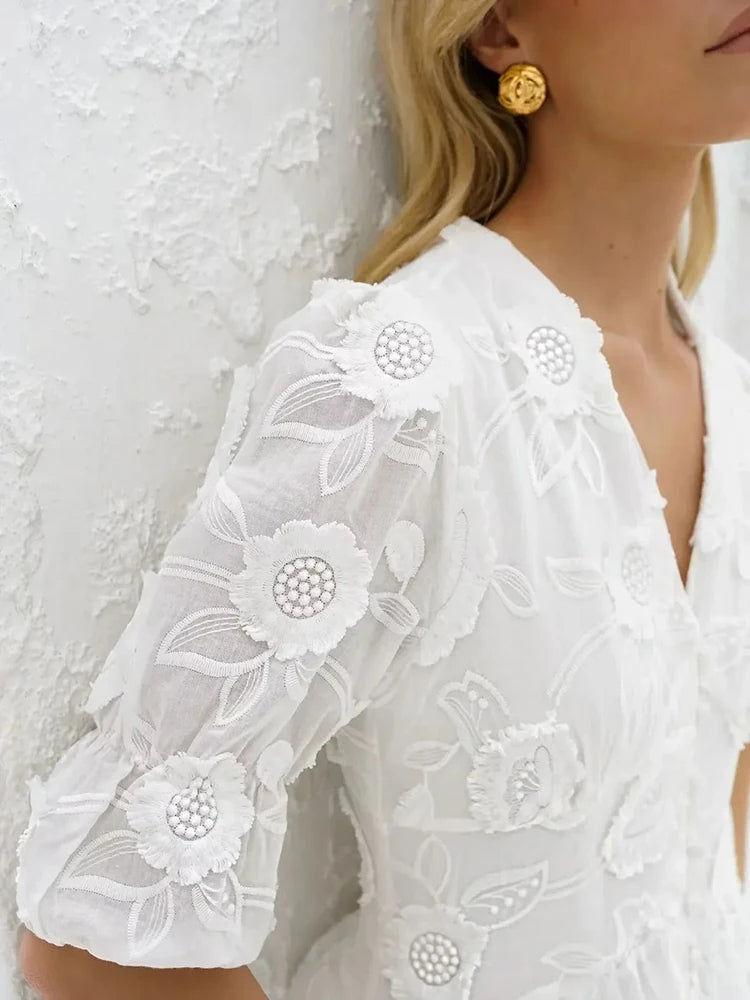 Valenzora | Midi Dress with Embroidery – Elegant Women's Fashion for Every Occasion