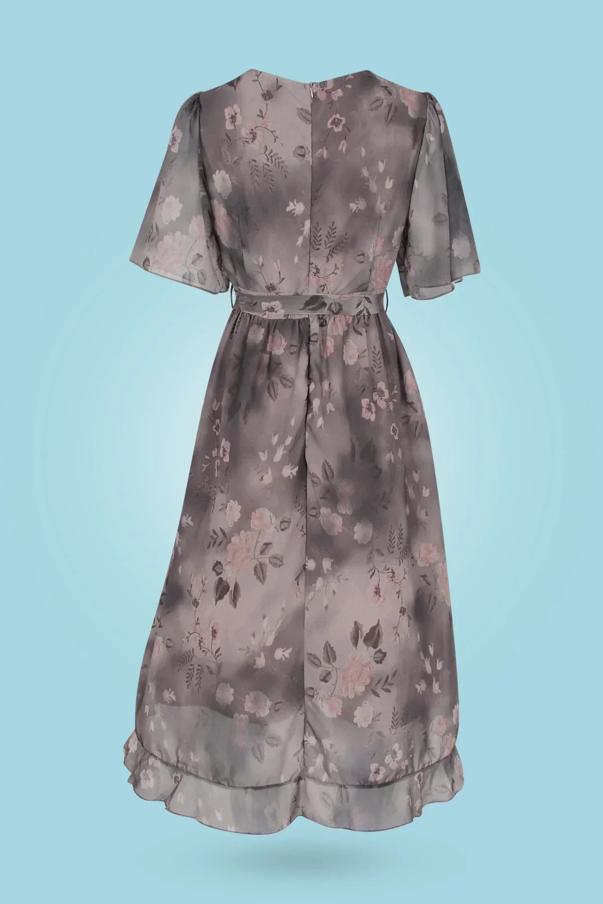 Valenzora | Midi dress with floral pattern and V-neck