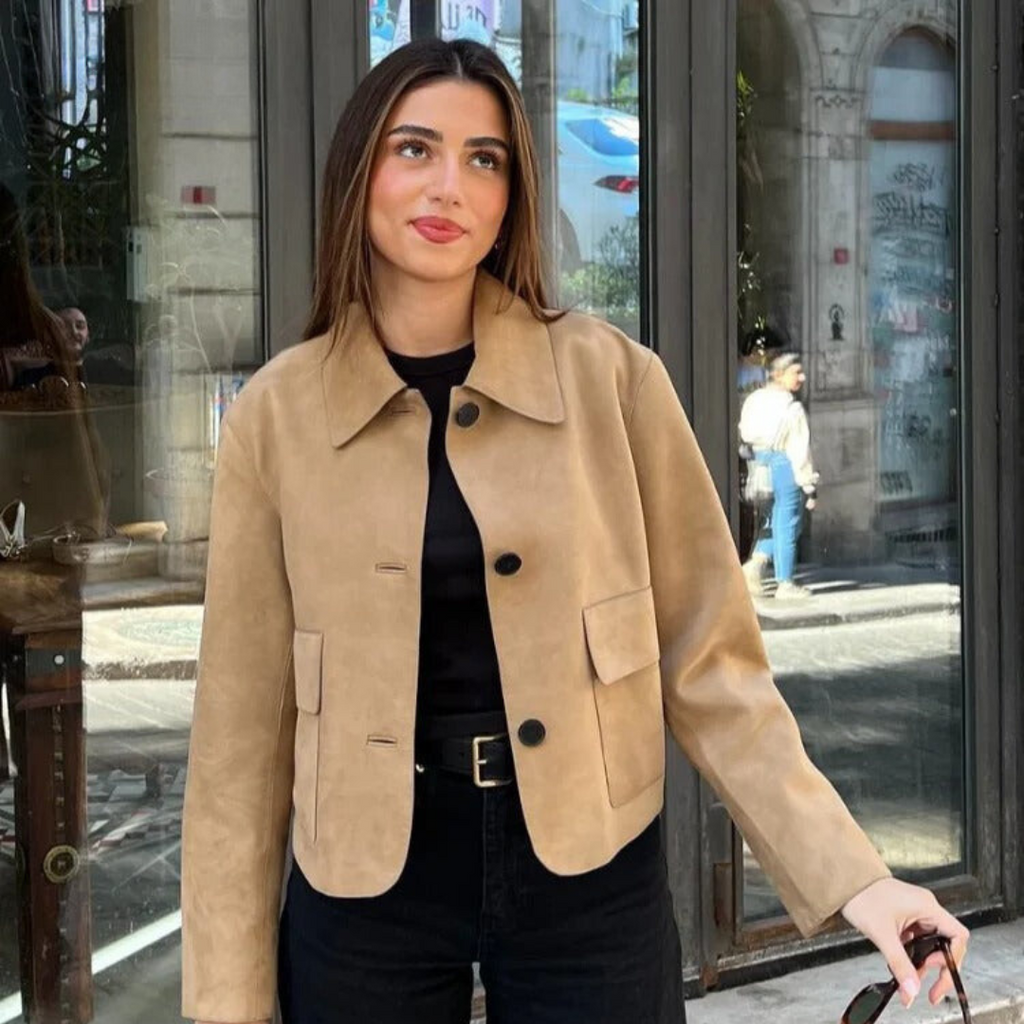 Valenzora | Beige Lederjacke
