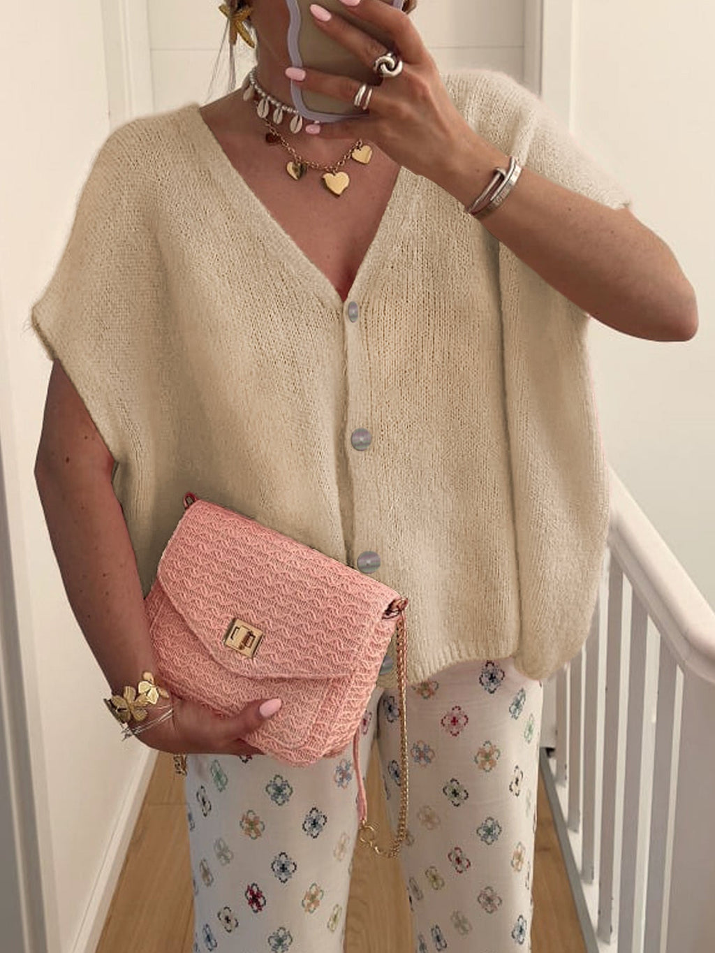 Valenzora | Kurzärmeliger Cardigan mit V-Ausschnitt