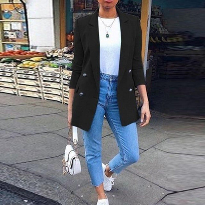 Valenzora | Women's Blazer Elegant Long Blazer with 3/4 Sleeves, Ideal for Business Looks