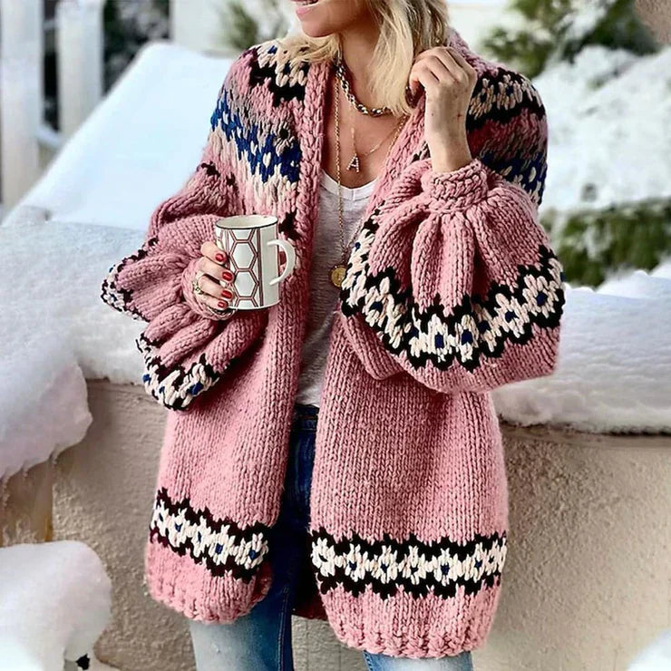 Valenzora | Cozy knit cardigan with balloon sleeves