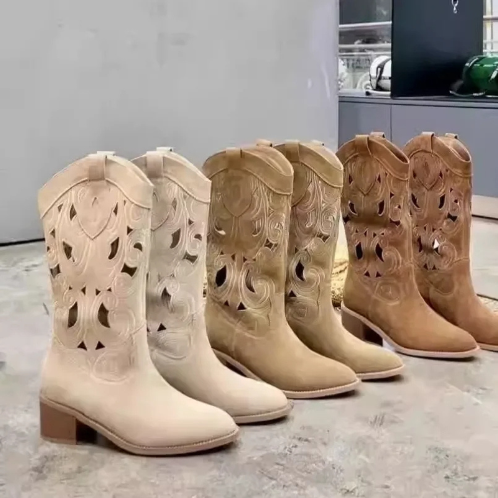 Valenzora | Embroidered Western boots for women with decorative cutouts, cowboy boots for women