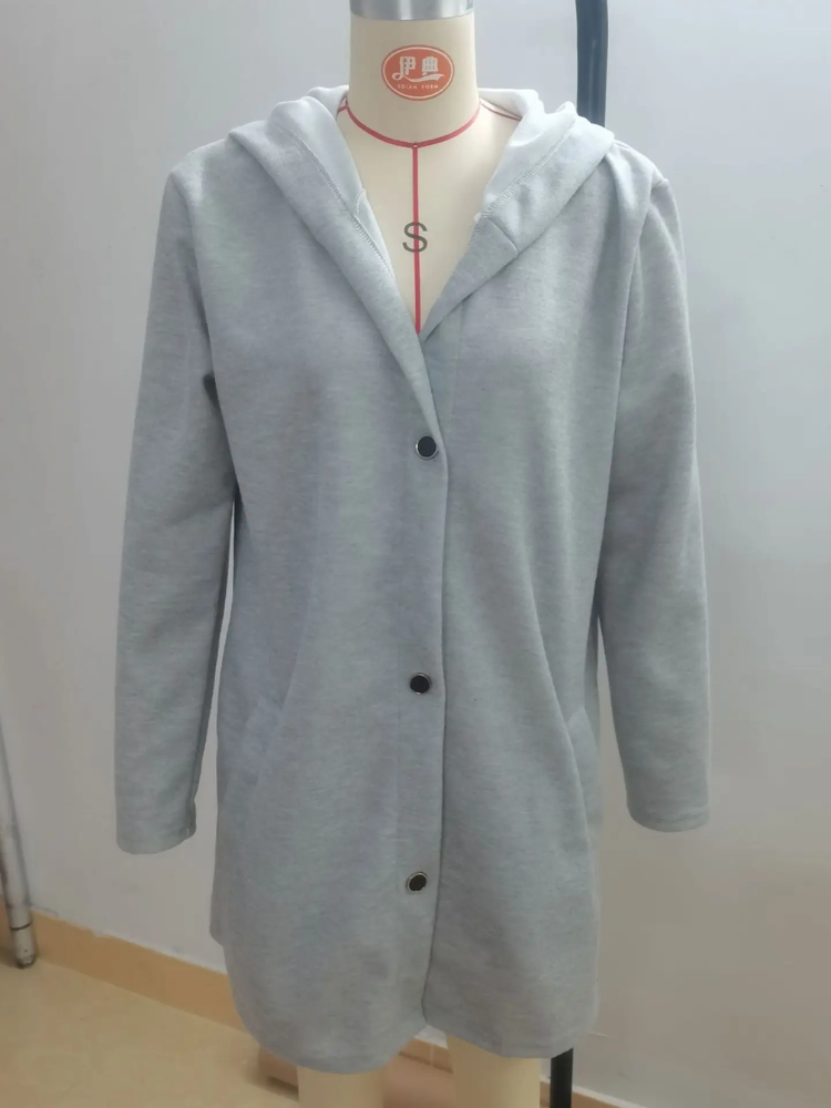 Valenzora | Lange Strickjacken für Damen Eleganter Cardigan mit Kapuze und Knöpfen