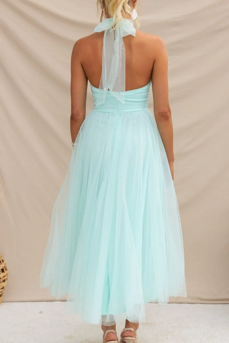 Valenzora | Halter Tulle Midi Dress