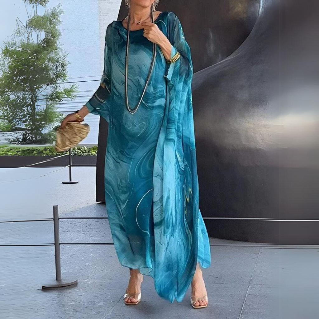 Valenzora | Kaftan Dress Flowing Lightweight Fabric Elegant Loose Fit Wide Sleeves