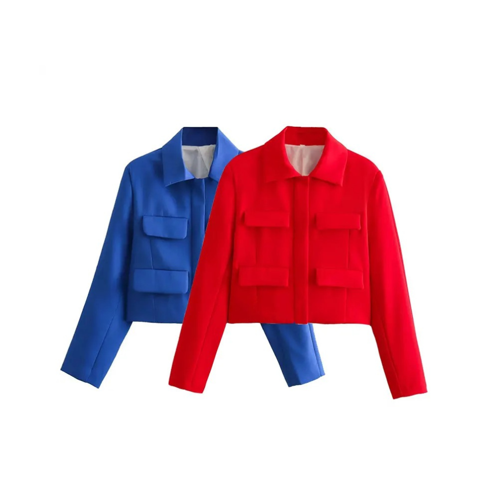 Valenzora | Damen Bomberjacke Kurze Jacke mit vier Vordertaschen und minimalistischem Design