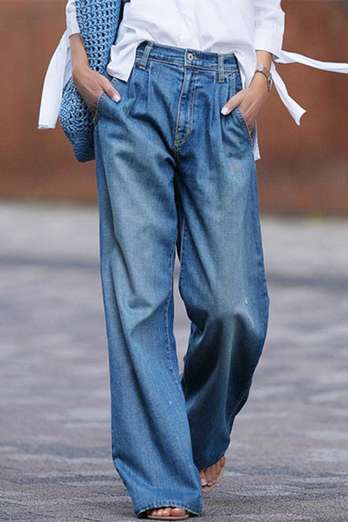 Valenzora | Rosiedress Vintage Wide Leg Ripped Denim Trousers