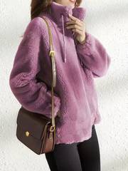Teddy coat with drawstring